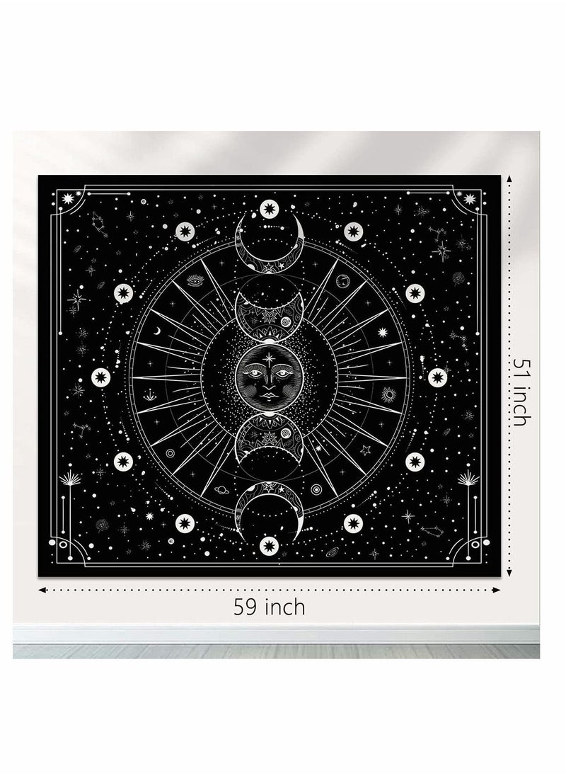 Y&D - Sun Moon Tapestry Wall Hanging Stars Space Psychedelic Black and White for Bedroom Aesthetic Home Décor - Image 1