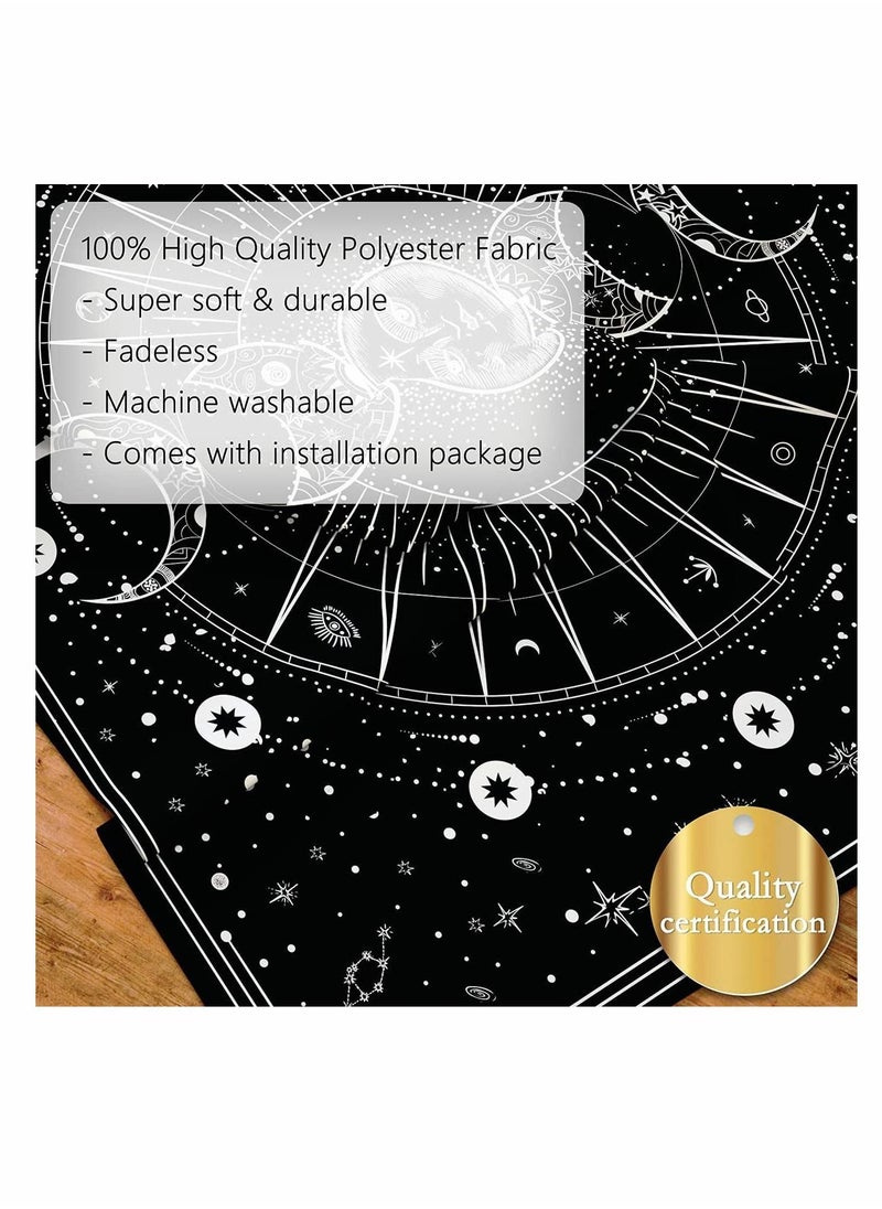 Y&D - Sun Moon Tapestry Wall Hanging Stars Space Psychedelic Black and White for Bedroom Aesthetic Home Décor - Image 1