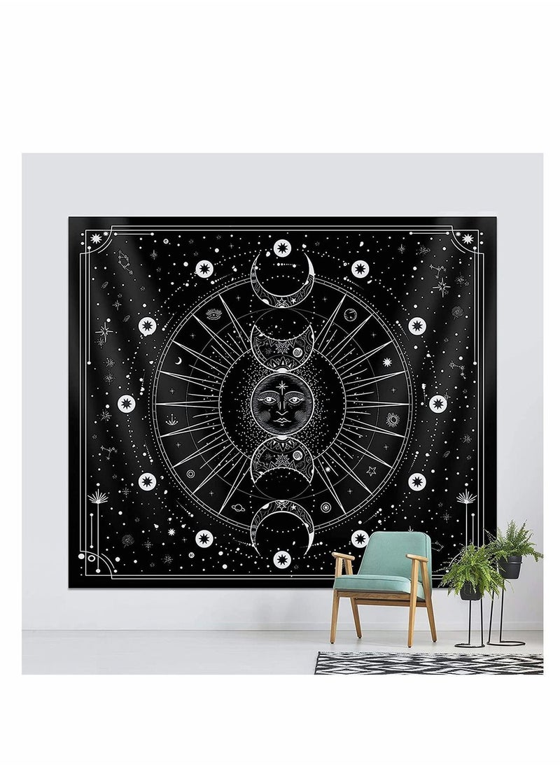 Y&D - Sun Moon Tapestry Wall Hanging Stars Space Psychedelic Black and White for Bedroom Aesthetic Home Décor - Image 1