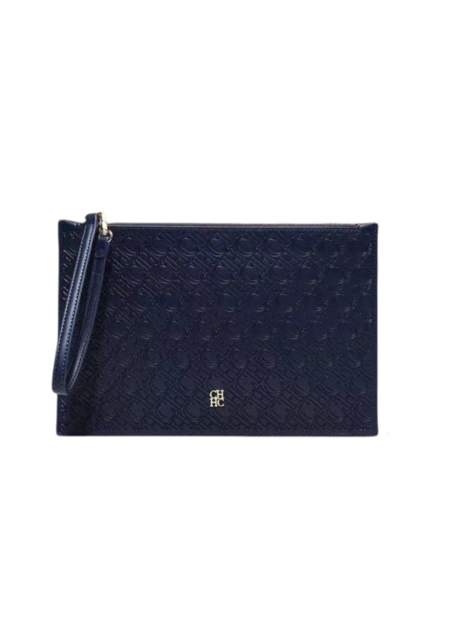 CH CH Women's Premium Business Clutch - Embossed Letter, Sturdy Zipper & Adjustable Wrist Strap