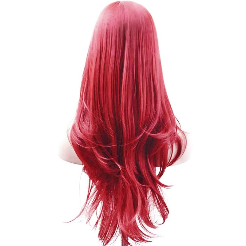 Akstore 28 inch Fashion Wigs Long Wavy Curly Hair Cosplay Wig (Red) - Image 5