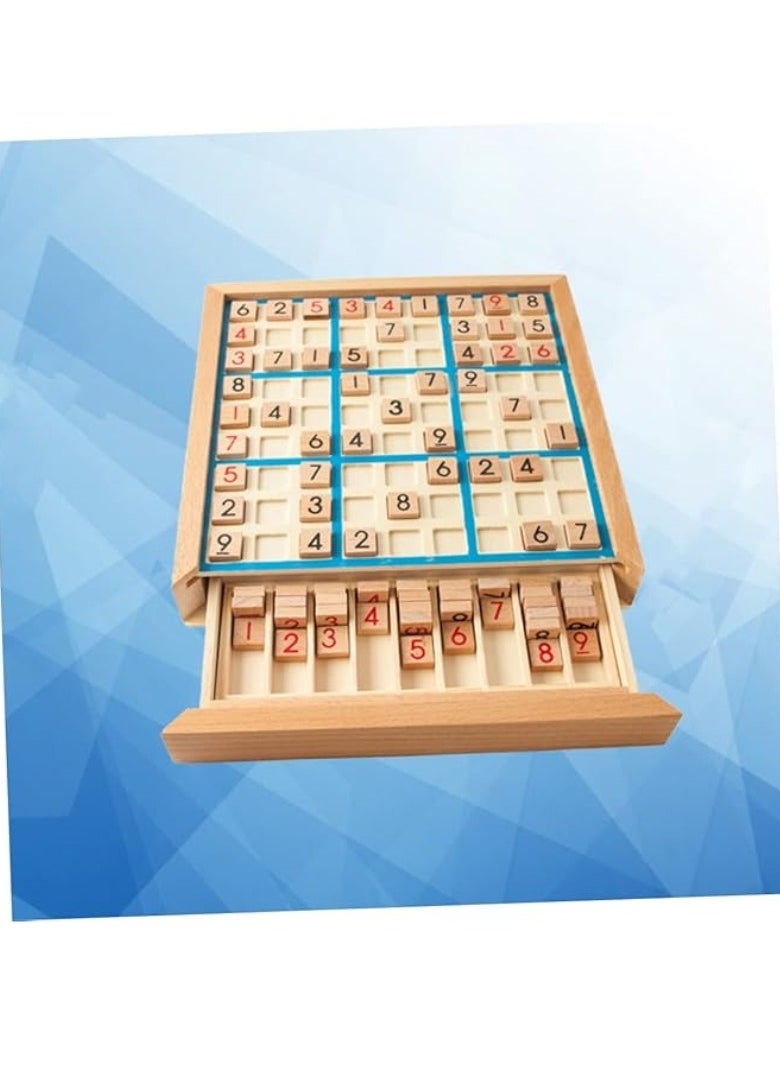 M MIAOYAN - Wooden Sudoku board game with drawer - 81 grid number position wooden puzzle, Sudoku game fully tests the observation and reasoning ability of the players, suitable for children and adults - Image 1