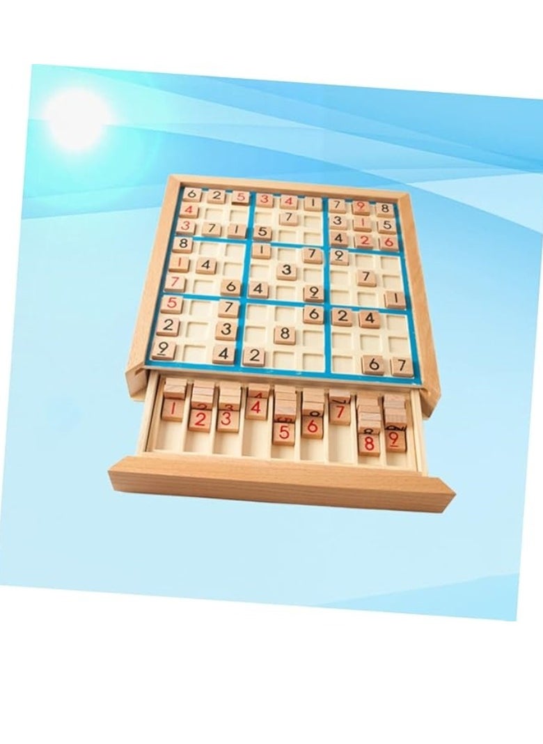 M MIAOYAN - Wooden Sudoku board game with drawer - 81 grid number position wooden puzzle, Sudoku game fully tests the observation and reasoning ability of the players, suitable for children and adults - Image 1
