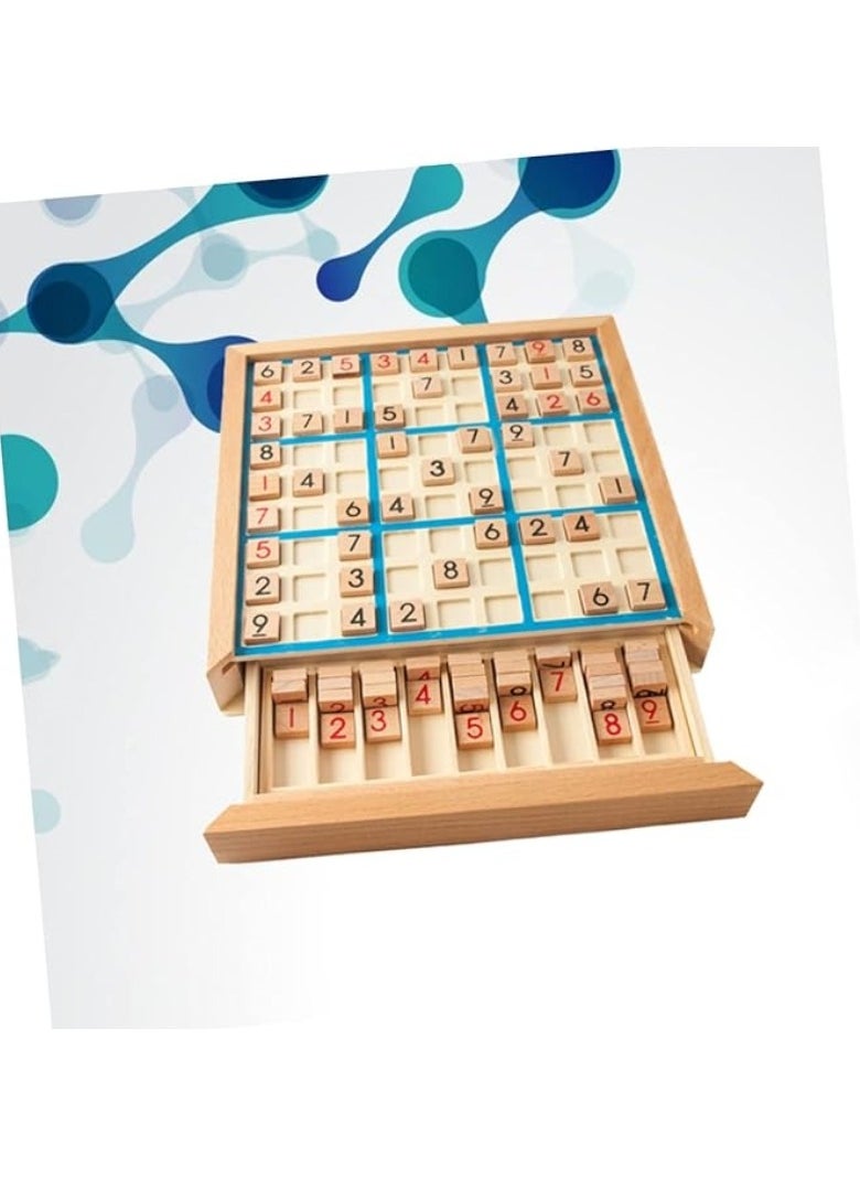 M MIAOYAN - Wooden Sudoku board game with drawer - 81 grid number position wooden puzzle, Sudoku game fully tests the observation and reasoning ability of the players, suitable for children and adults - Image 1