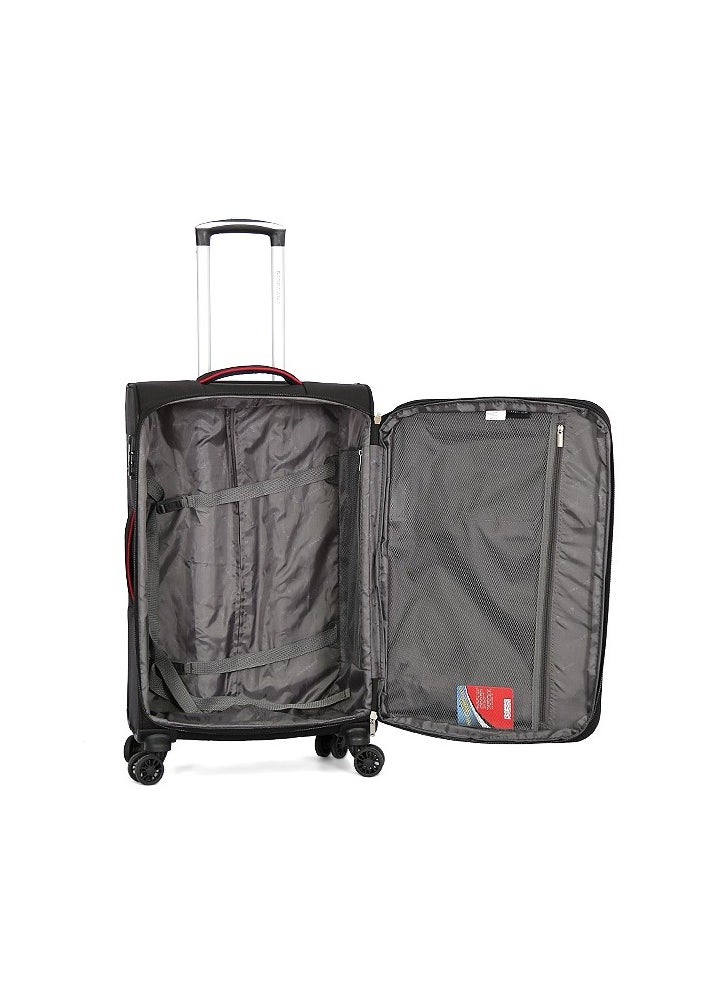 GIORDANO Softside Luggage Trolley Bag 3 Pieces Set With Double Spinner Wheel ,Black (S-20inch,M-24inch,L-28inch)  - Image 2