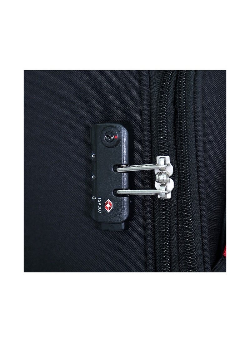 GIORDANO Softside Luggage Trolley Bag 3 Pieces Set With Double Spinner Wheel ,Black (S-20inch,M-24inch,L-28inch)  - Image 5