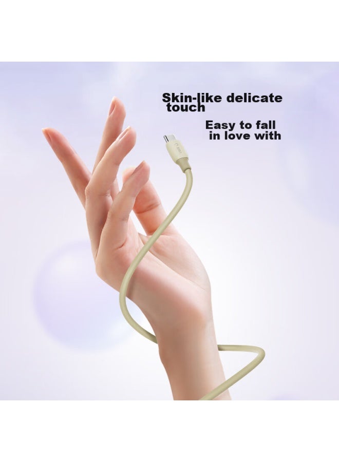 bull Dual-head Type-c Data Cable Silicone Quick Charge C To C Charging Cable 3a Compatible With Apple Iphone 15/macbook, Huawei, Xiaomi Phones, Laptops Vanilla White - Image 2