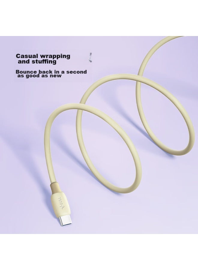 bull Dual-head Type-c Data Cable Silicone Quick Charge C To C Charging Cable 3a Compatible With Apple Iphone 15/macbook, Huawei, Xiaomi Phones, Laptops Vanilla White - Image 3