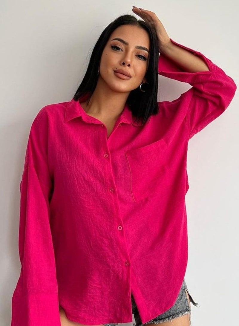 جوي قميص تركى واسع فوشيا - Image 1