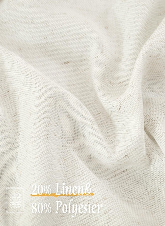 LAMIT Natural Ivory Linen Curtains 84 inch Long 2 Panels, Soft Light Filtering Living Room Panels Rod Pocket Neutral Window Treatment Privacy Drapes for Bedroom/Farmhouse, 52 x 84 Inch - Image 2