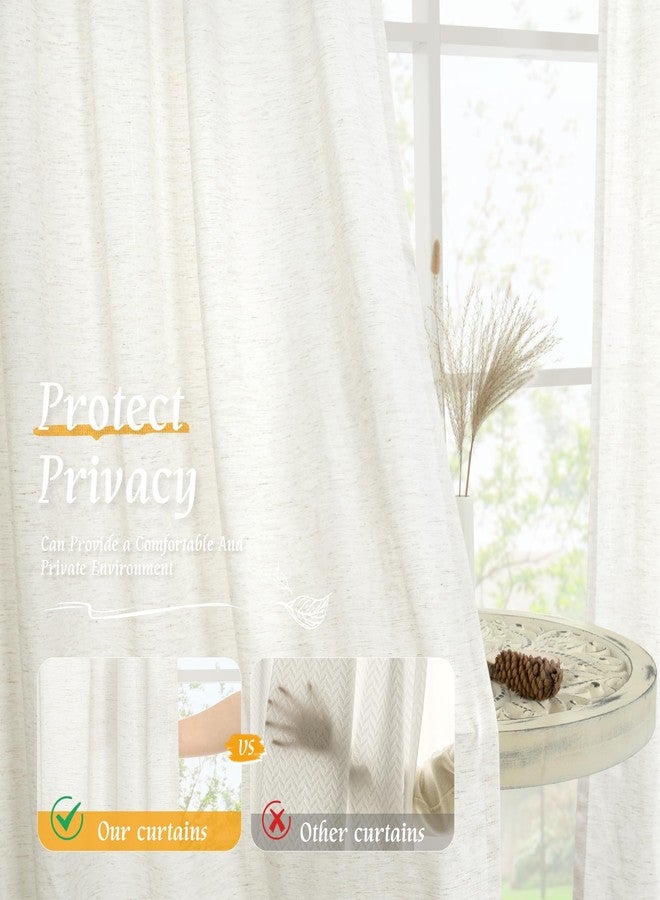 LAMIT Natural Ivory Linen Curtains 84 inch Long 2 Panels, Soft Light Filtering Living Room Panels Rod Pocket Neutral Window Treatment Privacy Drapes for Bedroom/Farmhouse, 52 x 84 Inch - Image 5