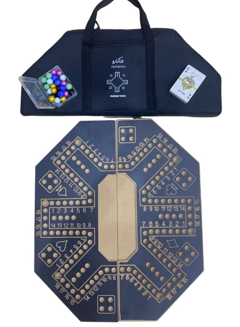 MARAH TOYS Strong Wooden Jackaroo Strategy Board Game for 6 Players with Deluxe Bag 45 x 55 cm - Image 1