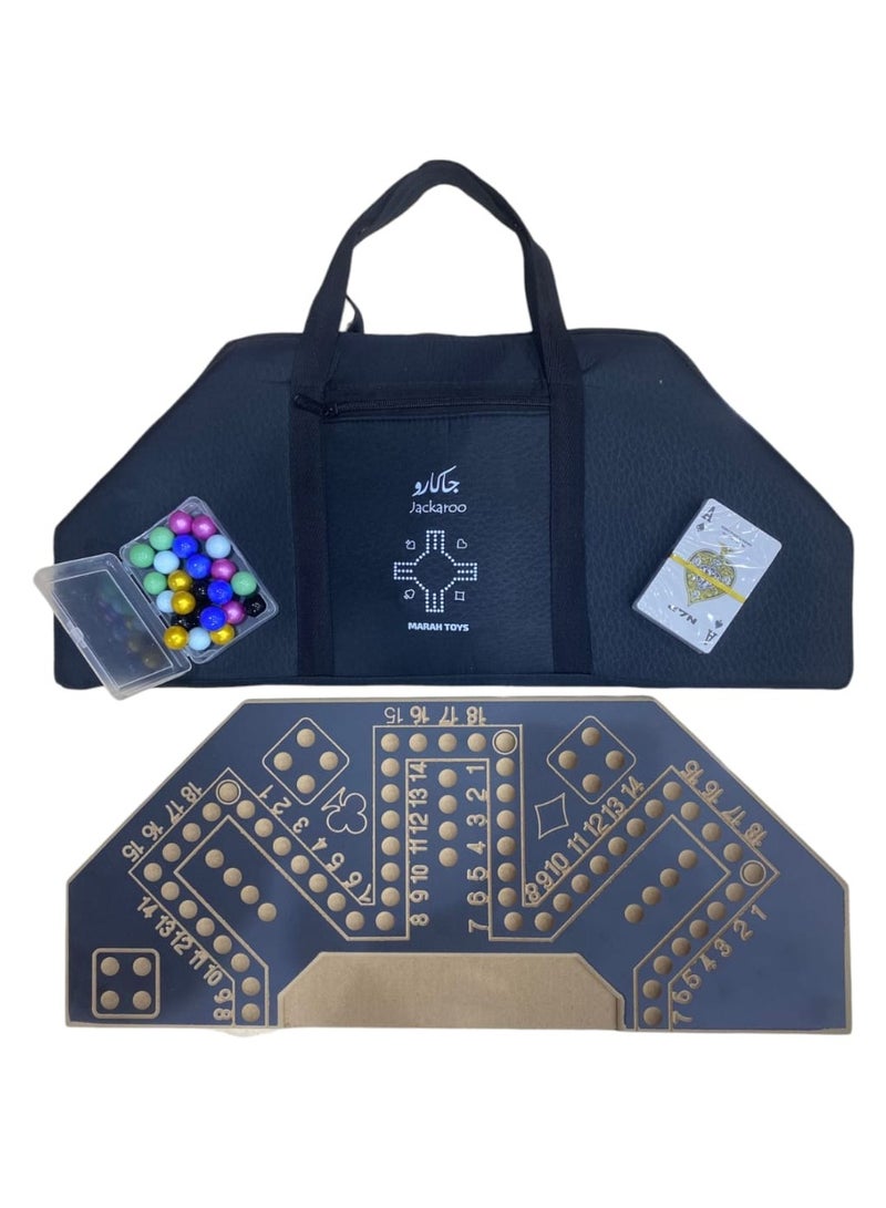MARAH TOYS Strong Wooden Jackaroo Strategy Board Game for 6 Players with Deluxe Bag 45 x 55 cm - Image 2