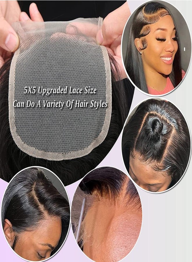 كيو تي هير QTHAIR 14A Grade 5x5 Transparent Color Lace Closure 130%-150% Density (14”, 5x5 Straight Closure) - Image 3