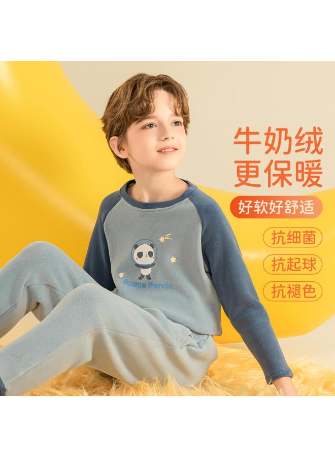 Fenton round Neck Boys' Thermal Underwear Pajama Set - Little Panda Homewear - Image 4