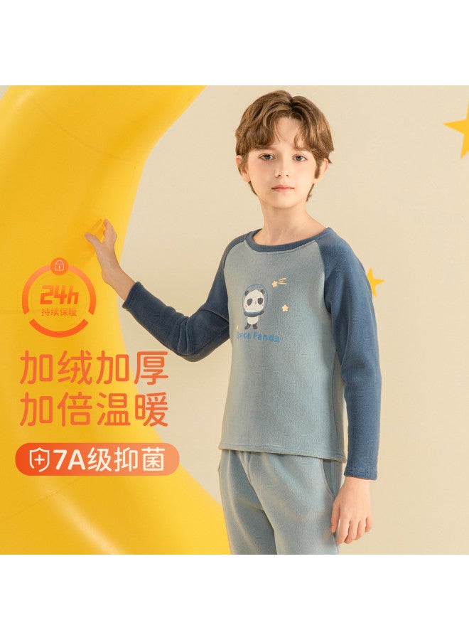Fenton round Neck Boys' Thermal Underwear Pajama Set - Little Panda Homewear - Image 3
