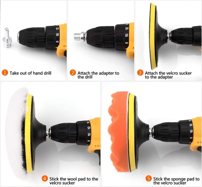 Petutu 5 Inch Buffing and Polishing Pad Kit 11 PCS with Drill Adapter - Image 4