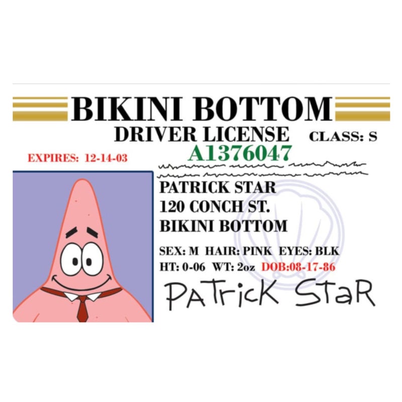 Signs 4 Fun Parody Driverâ€™s License | Patrick ID | Fake ID Novelty Card | Collectible Trading Card Driverâ€™s License | Novelty Gift for Holidays | Made in The USA - Image 1