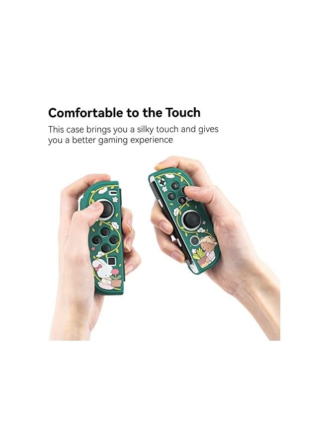 بروماس حافظة حماية نحيفة متوافقة مع Switch OLED ووحدة التحكم في الألعاب - حافظة جلدية ممتصة للصدمات ومضادة للخدش لمحول OLED - حديقة الأرنب - Image 4