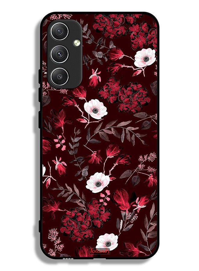 Tolwak Samsung Galaxy A34 5G Protective Case Cover Small Flowers And Tropical Leaves - Image 1