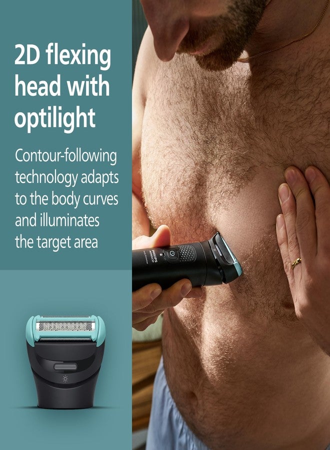 Norelco Philips Norelco Body Groomer 7000 Series, Waterproof Men's Full Body Groomer with Travel Case, Triple Protect Shave System & Body Hair Trimmer with Contour-Following 2D Flexing Head, BG7490/50 - Image 5