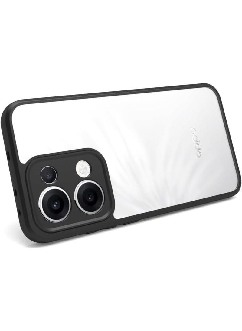 Ultra Hybrid Shockproof Sleek Armor Back Cover Case for Oppo Reno 13 5G 360° Protection Crystal Clear Hard Back Transparent Cover Case (Black) - Image 3
