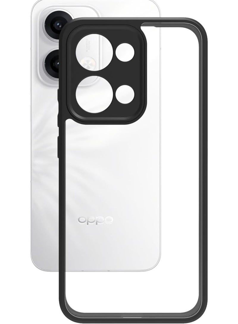 Ultra Hybrid Shockproof Sleek Armor Back Cover Case for Oppo Reno 13 5G 360° Protection Crystal Clear Hard Back Transparent Cover Case (Black) - Image 2