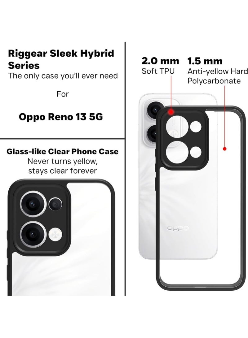 Ultra Hybrid Shockproof Sleek Armor Back Cover Case for Oppo Reno 13 5G 360° Protection Crystal Clear Hard Back Transparent Cover Case (Black) - Image 5