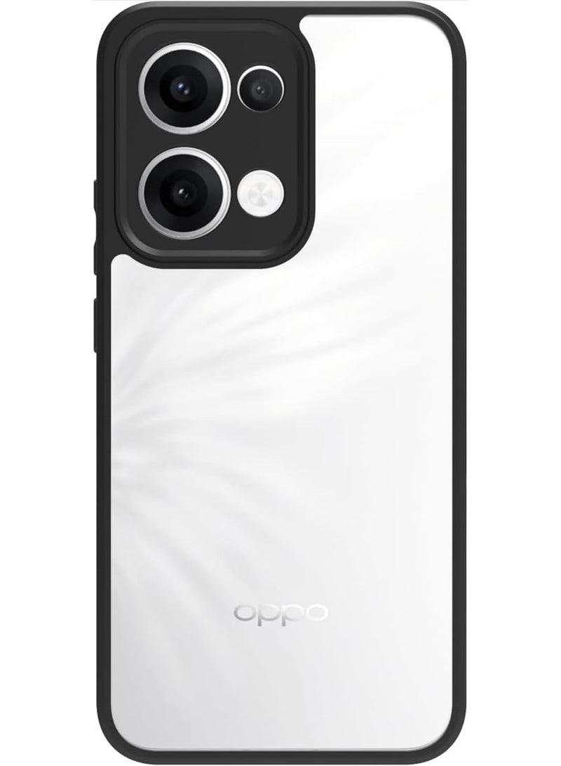 Ultra Hybrid Shockproof Sleek Armor Back Cover Case for Oppo Reno 13 5G 360° Protection Crystal Clear Hard Back Transparent Cover Case (Black) - Image 1