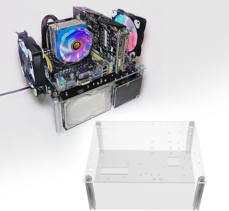 رف عمل مفتوح شفاف من GALPADA للوحات الأم من نوع Mini وMicro-ATX، متوافق مع صناديق Open Micro-ATX، إطار خفيف ومريح للتجميع الذاتي (DIY)، يوفر مساحة - Image 5