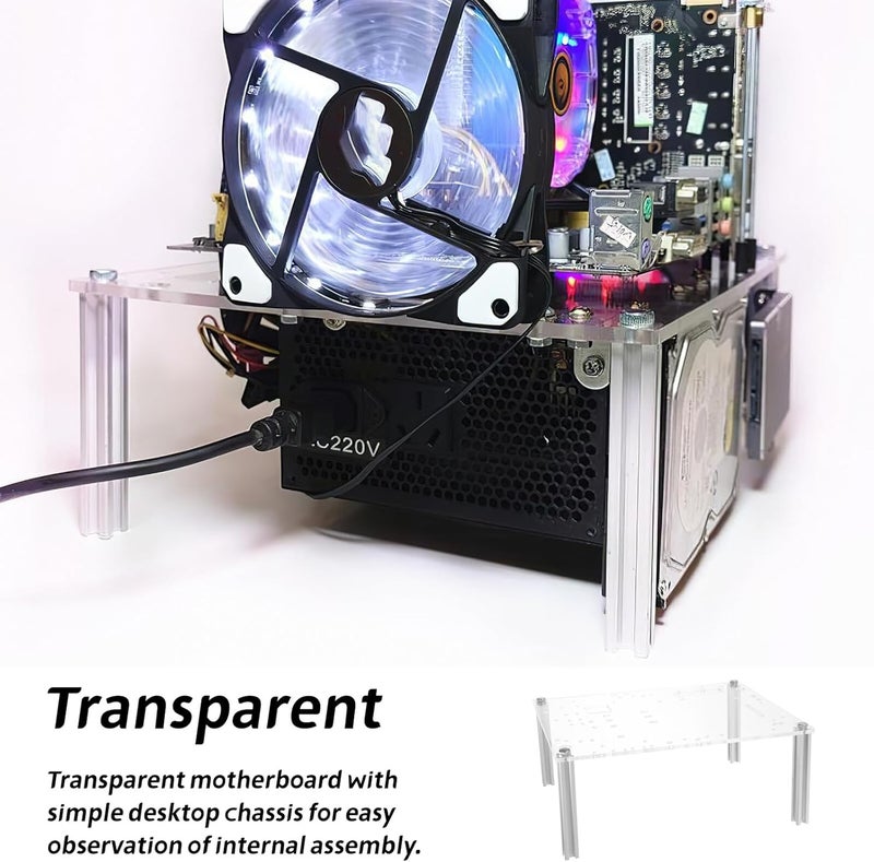 رف عمل مفتوح شفاف من GALPADA للوحات الأم من نوع Mini وMicro-ATX، متوافق مع صناديق Open Micro-ATX، إطار خفيف ومريح للتجميع الذاتي (DIY)، يوفر مساحة - Image 2