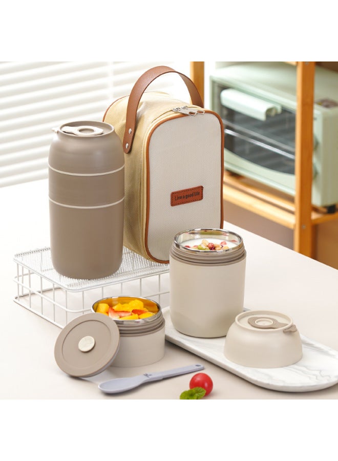 Insulated Lunch Box Soup Box Office Workers Round Soup Cup Women's Canister Home Breakfast Cup Milk Oatmeal-Specifications:Single-layer Thermal Insulation Bag (M)  - Image 3