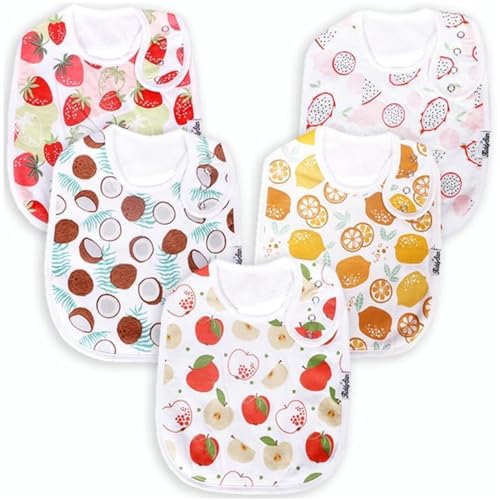 KiddyStar Double Layer Bandana Bibs - Thick, Multi Snaps, Organic Cotton - Soft & Absorbent - For Drooling, Teething, Feeding - Image 1