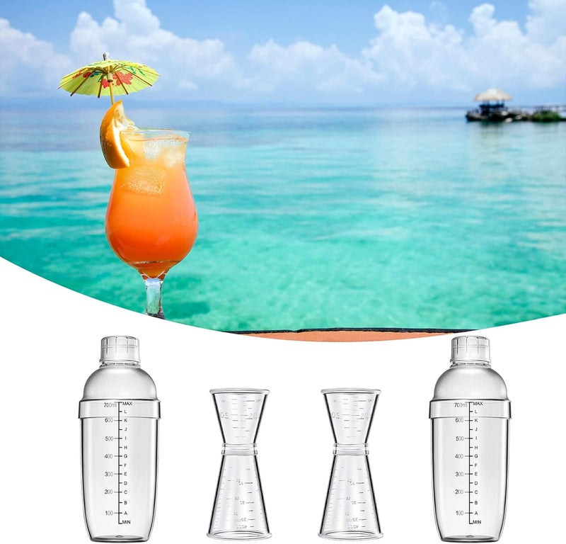 Another 4 pcs Clear Cocktail Shaker Set 2 pcs Plastic bar Shaker with 2 pcs Plastic Cocktail Double Measuring Jigger - Image 3
