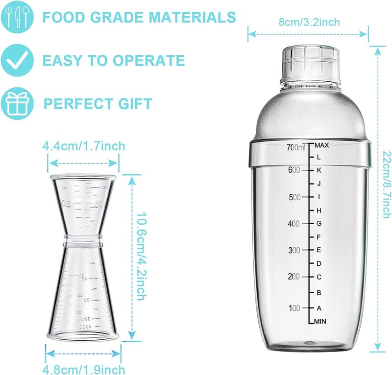 Another 4 pcs Clear Cocktail Shaker Set 2 pcs Plastic bar Shaker with 2 pcs Plastic Cocktail Double Measuring Jigger - Image 4