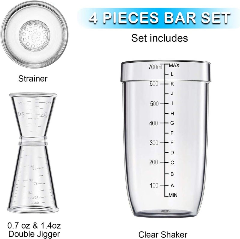 Another 4 pcs Clear Cocktail Shaker Set 2 pcs Plastic bar Shaker with 2 pcs Plastic Cocktail Double Measuring Jigger - Image 2