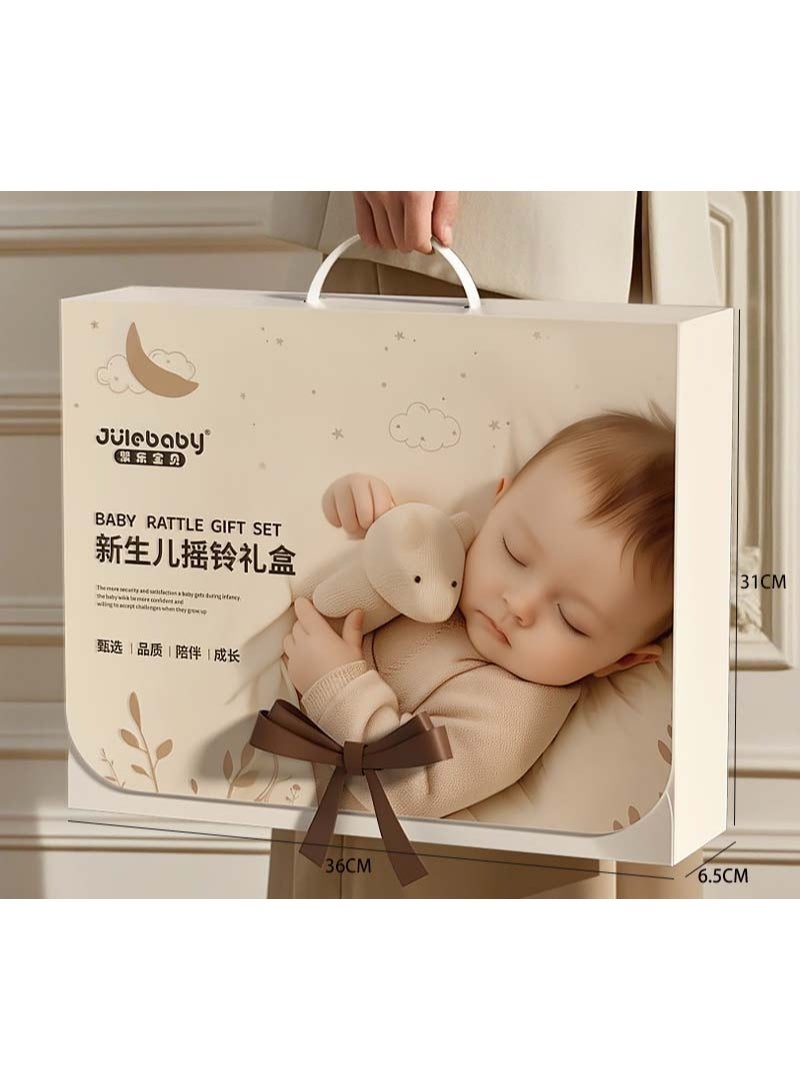 نقوة مجموعة هدايا للأطفال حديثي الولادة – صندوق هدية فاخر يحتوي على ألعاب عضاضة وخشخيشة وكتب قماشية تعليمية – تصميم أنيق وآمن لهدايا المواليد الجدد - Image 3