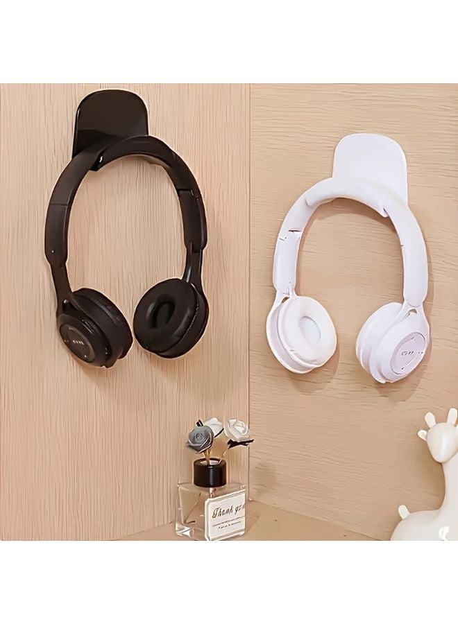 Black Wall Mounted Headphone Holder Easy Installation No Drilling Modern Style - Image 2