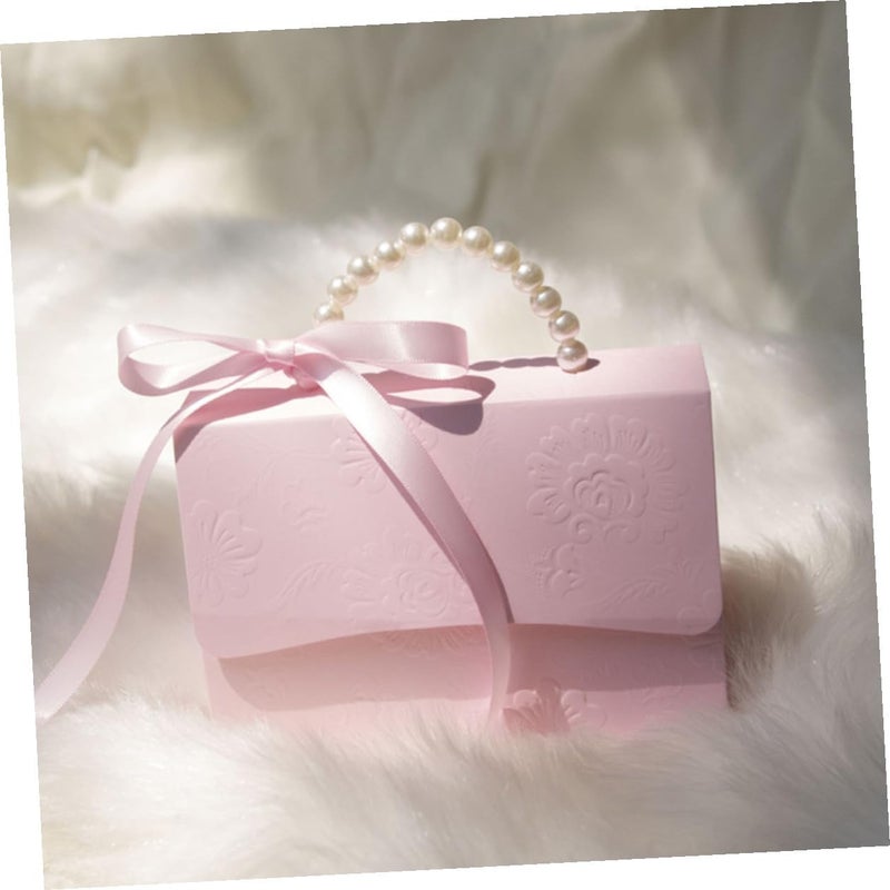 FENICAL Wrap Boxes Set 2pcs Pink Mini Paper Boxes with Pearl Chain for Wedding Party Favor and Candy Packaging - Image 4