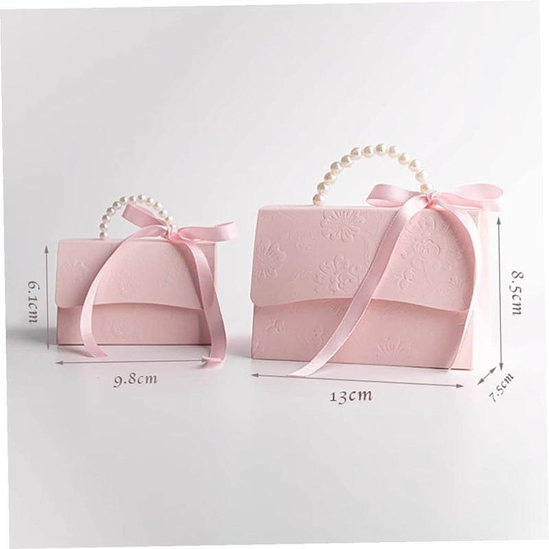 FENICAL Wrap Boxes Set 2pcs Pink Mini Paper Boxes with Pearl Chain for Wedding Party Favor and Candy Packaging - Image 2