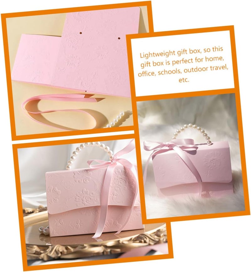 FENICAL Wrap Boxes Set 2pcs Pink Mini Paper Boxes with Pearl Chain for Wedding Party Favor and Candy Packaging - Image 3
