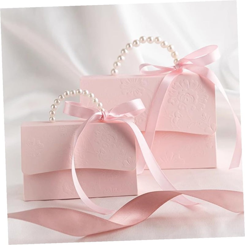 FENICAL Wrap Boxes Set 2pcs Pink Mini Paper Boxes with Pearl Chain for Wedding Party Favor and Candy Packaging - Image 5
