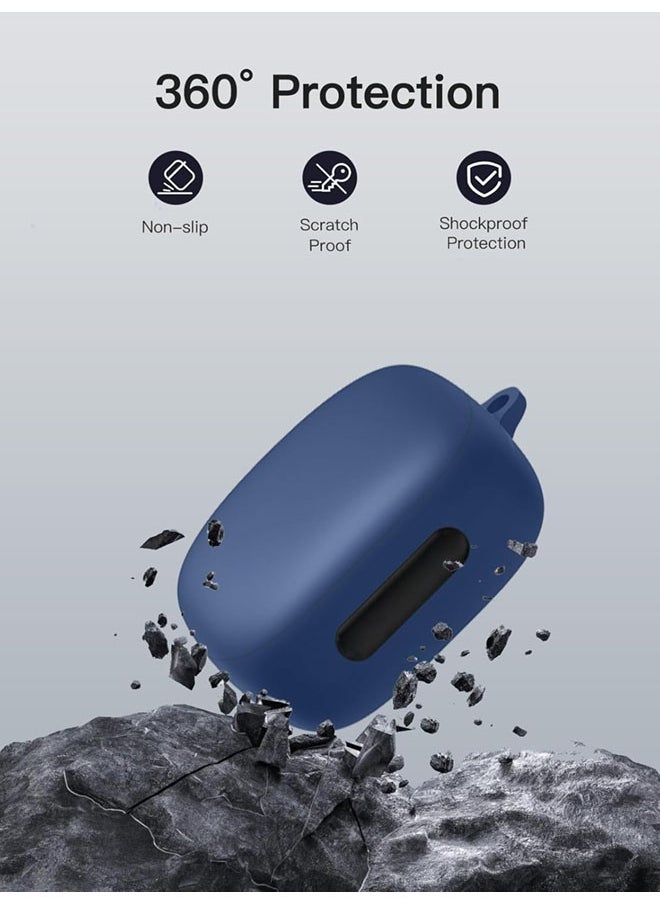SJet for Liberty 4 Pro Case Cover with Cleaner Kit, Soft Silicone Protective Case for Anker Soundcore Liberty 4 Pro Case for Women Men, Liberty 4 Pro Case Accessories with Keychain (Blue)  - Image 4