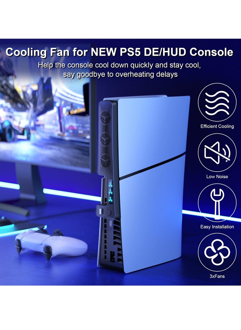 Generic - Efficient Cooling Fan for PS5 Slim, Quiet Operation with 3 Speed Settings, USB 3.0 Port, LED Light, Essential Accessory for PlayStation 5 Slim Digital and Disc Versions - Image 1
