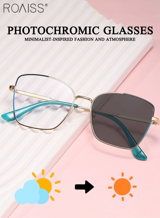 roaiss Women's Blue Light Blocking Sunglasses Anti UV and Glare Blue Light Filter Computer Glasses Cat Eye Color Changing Anti Eyestrain Headache Eyewear Gold and Black  - Image 3