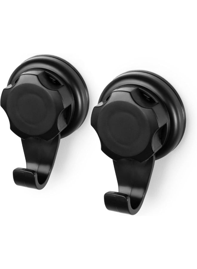 COMPACTOR 2-Piece Bestlock Suction Cup Wall Mount Storage Hooks Black 8 x 5.4 x 4 cm RAN9771 - Image 1