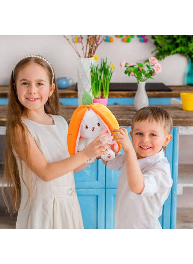 إي سي في في لعبة أرنب قطيفة لطيفة، حيوان محشو على شكل أرنب ناعم مع جزرة وفراولة، وسادة أرنب قطيفة كاواي للأطفال والفتيات، دمية أرنب عيد الفصح القطيفة الرائعة، هدية لعبة الغميضة - Image 2