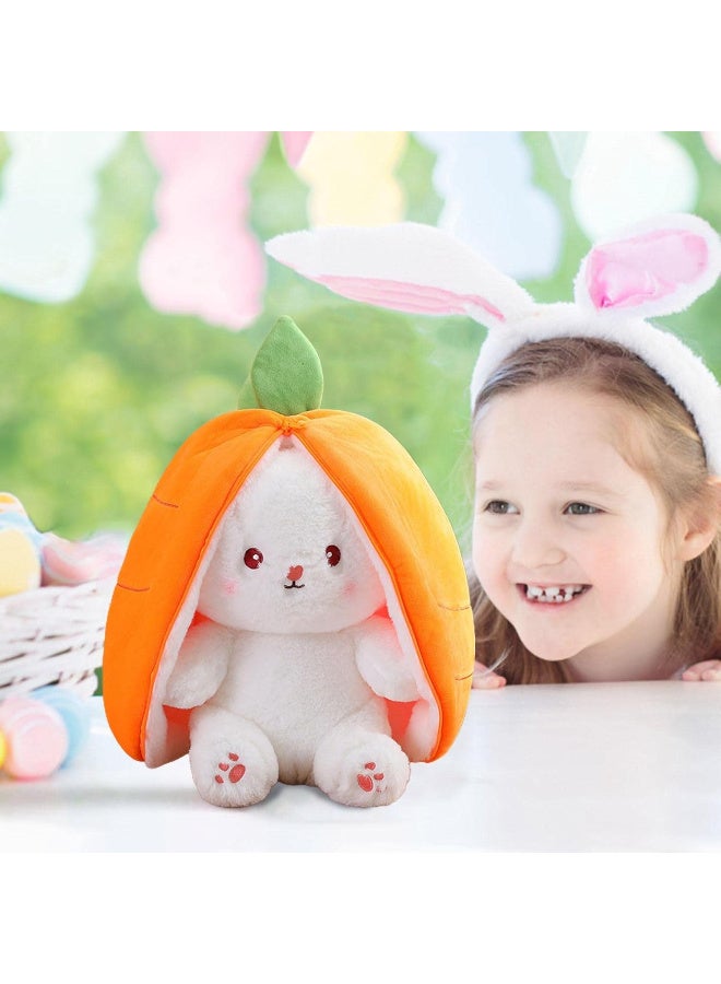 إي سي في في لعبة أرنب قطيفة لطيفة، حيوان محشو على شكل أرنب ناعم مع جزرة وفراولة، وسادة أرنب قطيفة كاواي للأطفال والفتيات، دمية أرنب عيد الفصح القطيفة الرائعة، هدية لعبة الغميضة - Image 5