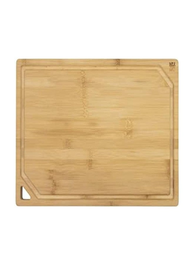 Sabatier Extra-Large Bamboo Cutting Board with Juice Trench & Handles, Reversible Kitchen Chopping Board for Meal Prep & Serving, Bread Board with Grooves for Charcuterie (12" x 18") - Image 1