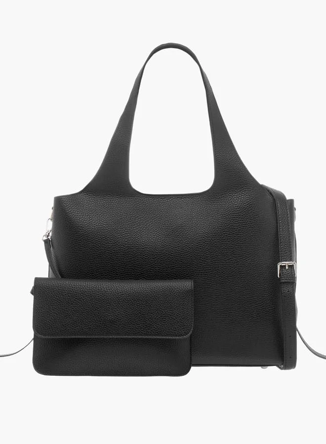 MISSY Solid Shoulder Bag with Zipper Closure and Pouch Set